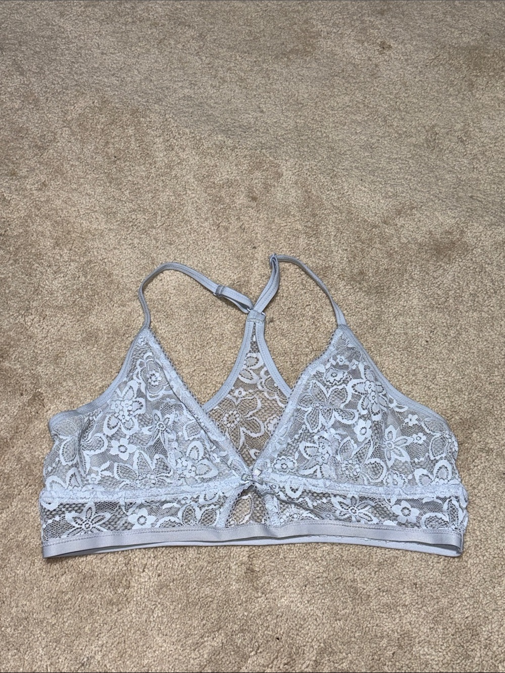 Aerie Lace Triangle Bralette in Light Blue